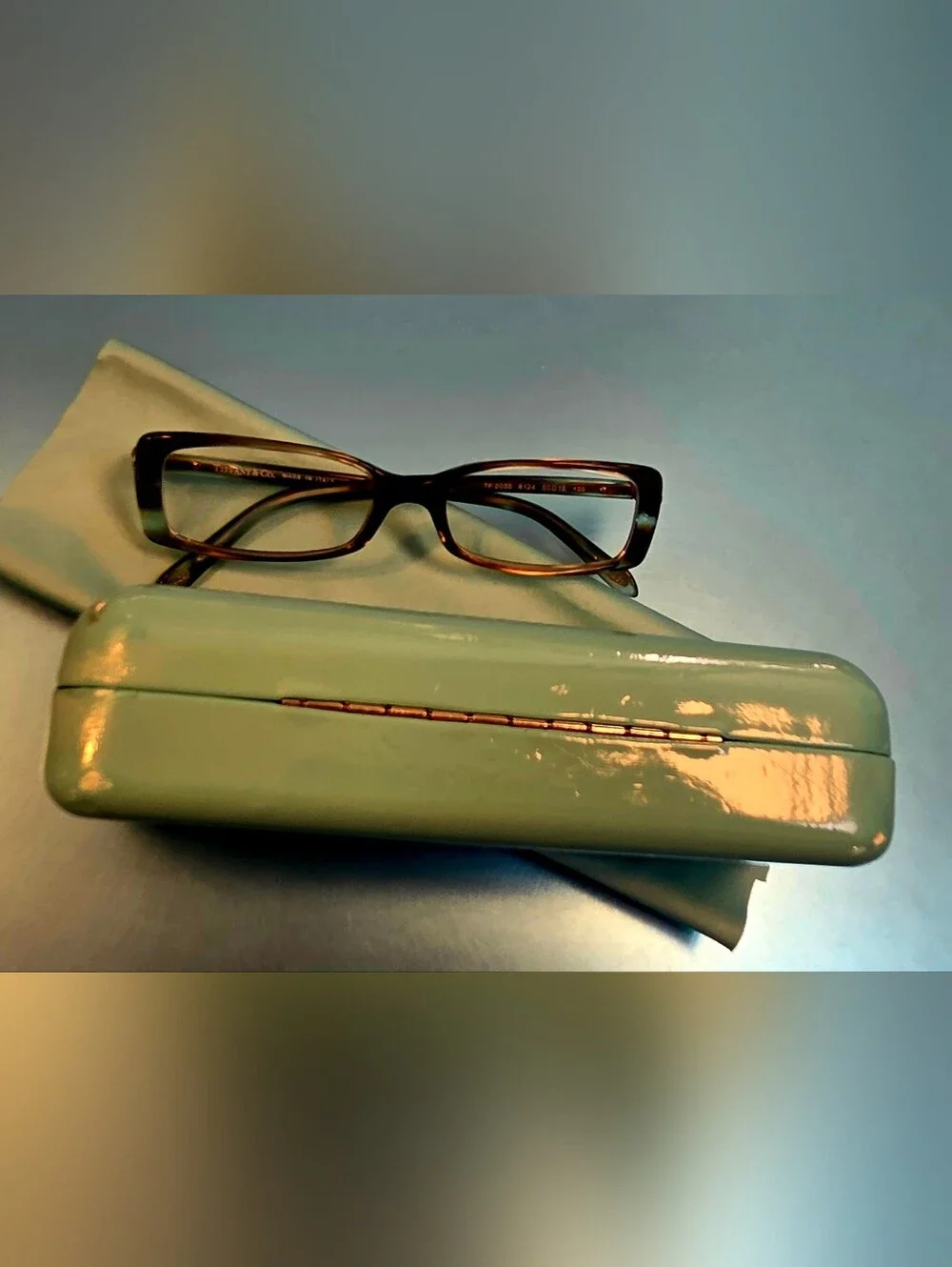 Tiffany & Co. 2035 Ocean Turquoise Glasses With Original Cloth & Leather Case